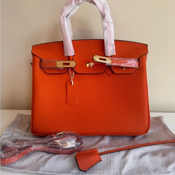 NEW Kamugo Genuine Leather Bag 25 Orange - Picture 2 of 8